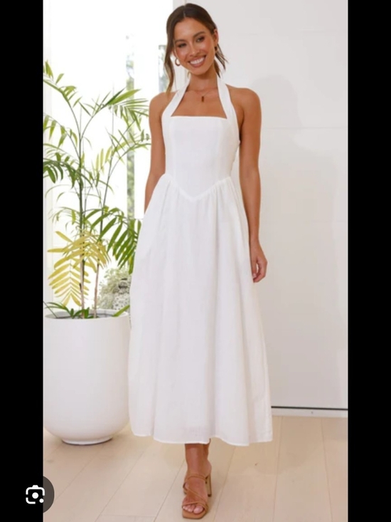 Billy J Dresses & Skirts - Billy J. White 100% Cotton Boho Caden Maxi Halter Dress with Square Neck